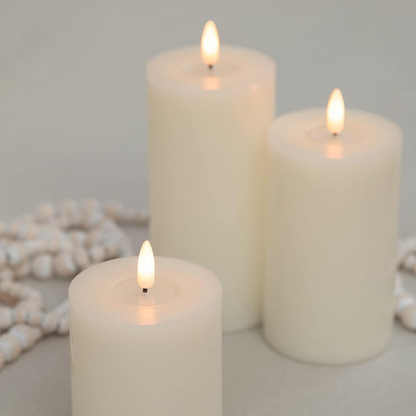 ANGELLOONG Flickering Flameless Candles with Remote, Real Wax Battery Operated Candles with Timer, Fake LED Pillar Candles for Wedding Holiday