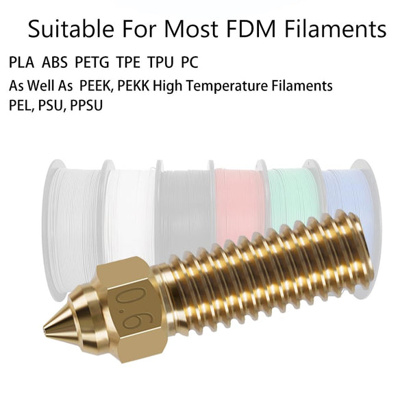 10PCS 3D Printer Extruder Nozzles Kit for K1/K1 Max/Ender 3 V3 KE, Packed High Temperature and Wear Resistance 5PCS 0.4mm, 1PC 0.2mm, 1PC 0.6mm,