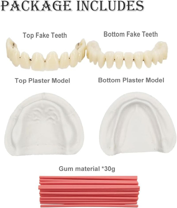 Healthyare Denture Do it Yourself Full Set of Top and Bottom Fake Teeth for Improve Smile