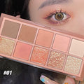 Go Ho 10 Colors Eyeshadow Palette,Matte&Glitter&Shimmer Eyeshadow Korean Makeup,Long Lasting Blendable Shades,Naturing-Looking,Waterproof Cool Eye