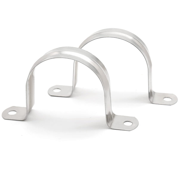 M50 2 Inch Conduit Clamps, Stainless Steel Cable Clamp, 10pcs | U Bracket, Rigid Pipe Strip, Hanger with 2 Holes Fit for 2 inch Pipes OD 10pcs 2 Inch
