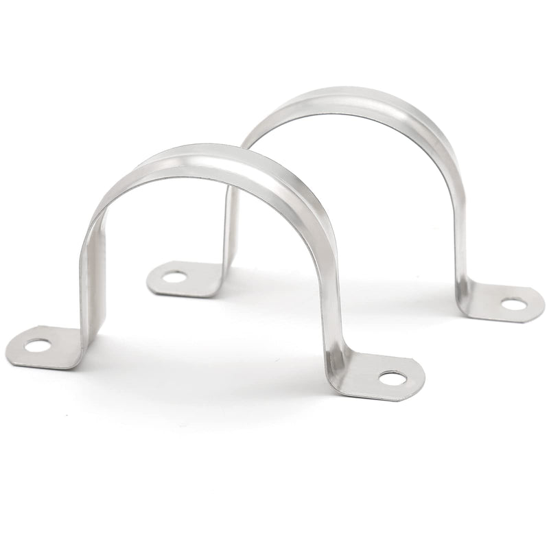 M50 2 Inch Conduit Clamps, Stainless Steel Cable Clamp, 10pcs | U Bracket, Rigid Pipe Strip, Hanger with 2 Holes Fit for 2 inch Pipes OD 10pcs 2 Inch
