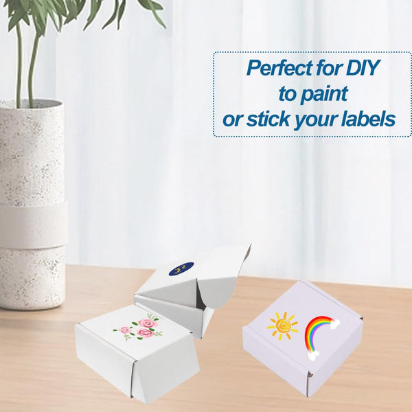 ROTCH 50 Pack 5X5X2'' Small Shipping Boxes, Cardboard Corrugated Mailers, White (M552-E-W)