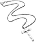 M MOOHAM Cross Necklace for Men Teen Boys 16-30 Inch "Silver: Cross Pendant 1.2"*0.7" Stainless Steel 20.0 Inches