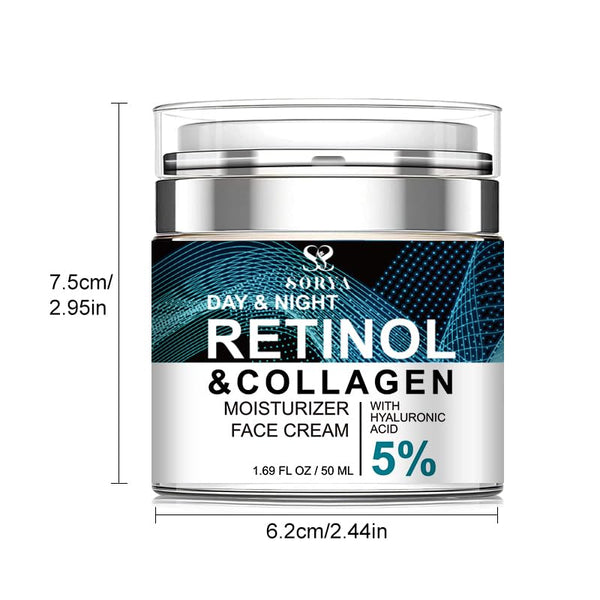 SORYA Skin Care Retinol Facial Moisturizer Hydrating with Hyaluronic Acid, Skincare Face Cream to Reduce Wrinkles Powerful Day and Night