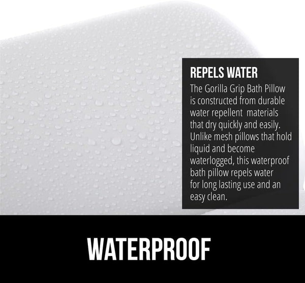 GORILLA GRIP Bath Pillow for Tub, Strong Suction Cups, Luxury Bathtub Pillows, Headrest Neck and Back Support, Relaxing Hot Tub and Home Spa
