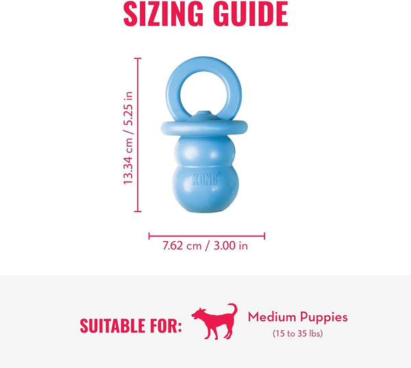 KONG Puppy Binkie - Pacifier Dog Toy for Puppies - Stuffable Treat Chew Toy for Treats - Durable Natural Rubber for Teething Puppy - for Medium