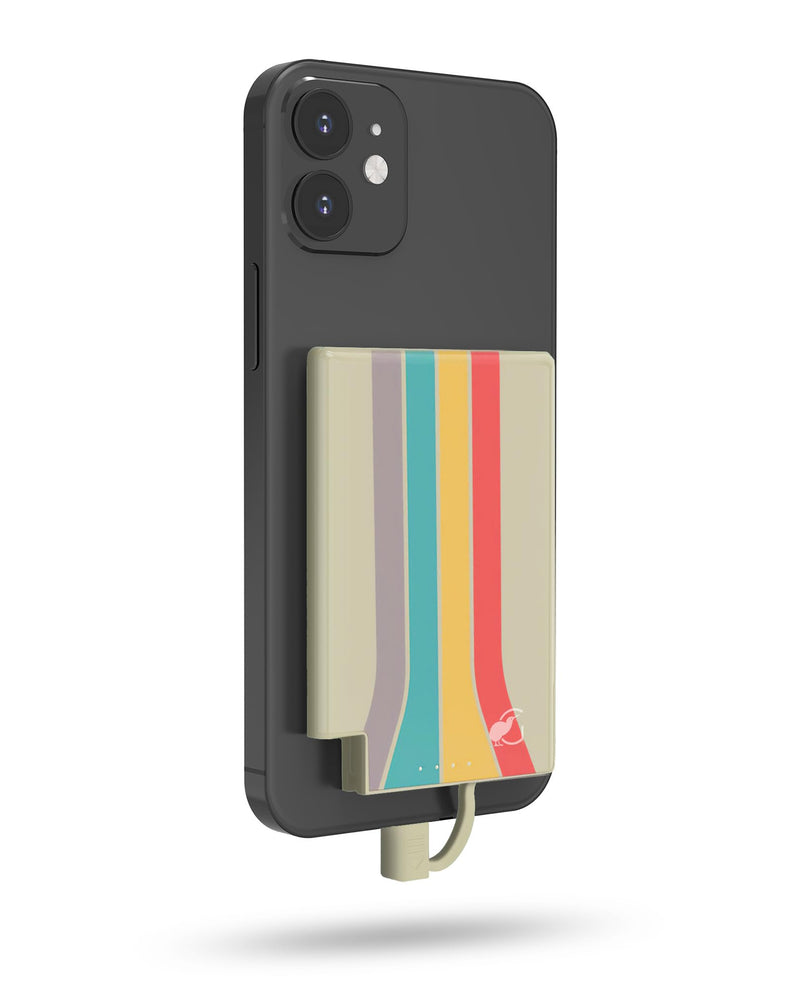 Slim Charge 5000mAh Portable Charger with Built-in USB-C Cable & Magnetic Attachment for iPhone 15/16/17 & Android - Lightweight TSA Approved - Retro