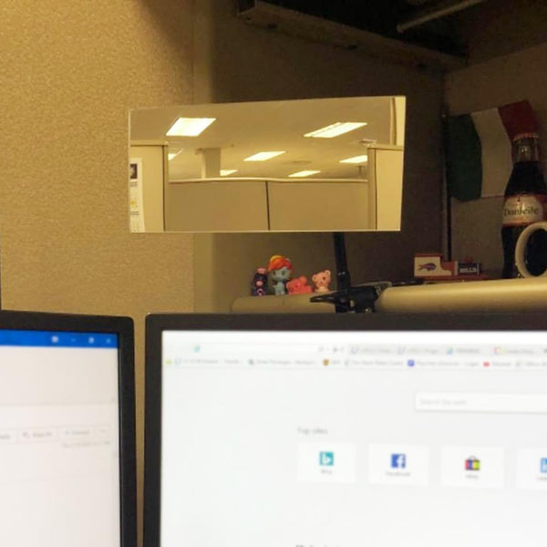 Ampper Clip On Security Mirror, Convex Cubicle Mirror for Personal Safety and Security Desk Rear View Monitors or Anywhere (6.69" x 2.95",