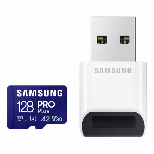 SAMSUNG PRO plus Microsd Memory Card + Reader, 128GB Microsdxc, up to 180 Mb/S, Full HD & 4K UHD, UHS-I, C10, U3, V30, A2 for Android Phones,