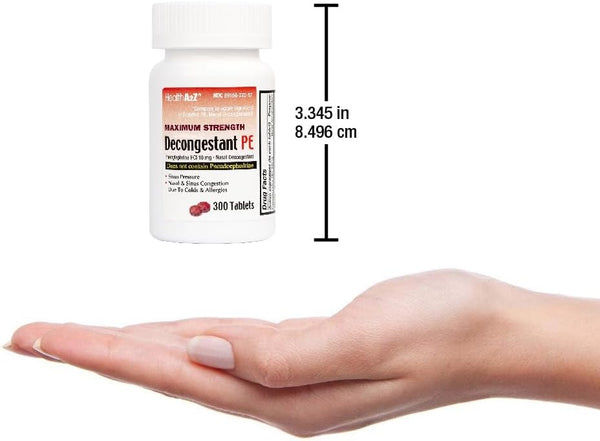 HealthA2Z® Decongestant PE, Phenylephrine HCl 10mg, Sinus Relief, 300 Count 300 Count, 10mg (Pack of 1)