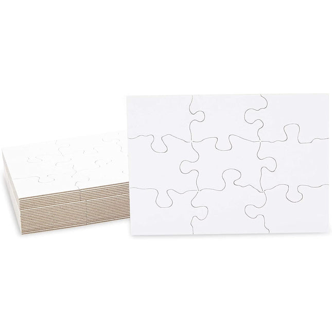 Bright Creations 24 Sheets Blank Puzzles to Draw on Bulk, 5.5 X 4 Inch Jigsaw Pu