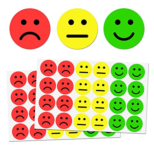 1200 Pieces - Happy Sad Smile Face Mood Emotion Stickers, Red/Yellow/Green | Behavior Chart Stickers, 1 inch