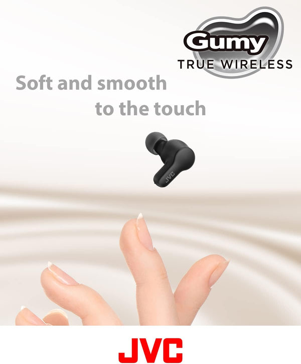JVC Gumy HAA7T2B True Wireless Earbuds, Black | Bluetooth 5.3, 24-Hour Playback, IPX4 Water Resistant, XS/S/M/L Earpieces, Built-in Mic Black Compact