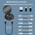 Multifunctional Data Cable Storage Box Adaptor for USB-C and Micro-Usb Devices Universal Data Transfer Cable (Black)