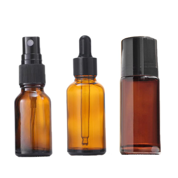 3 Pc Brown 30ml Glass Essential Oil Roller Bottles Refillable Roll on Bottles Empty Deodorant Bottle Containers Rollerball Bottles Beauty and