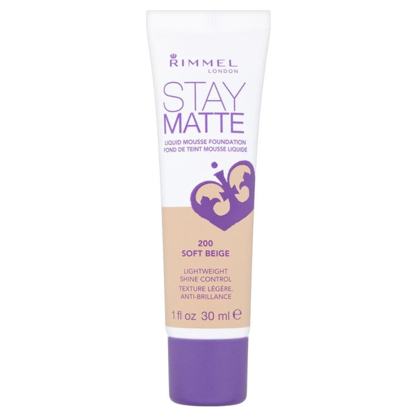 Rimmel London Stay Matte Liquid Mousse - 200 Soft Beige - Foundation, Lightweight, Shine Control, Oil-Free, 1oz KQE3914 1 Fl Oz (Pack of 1)