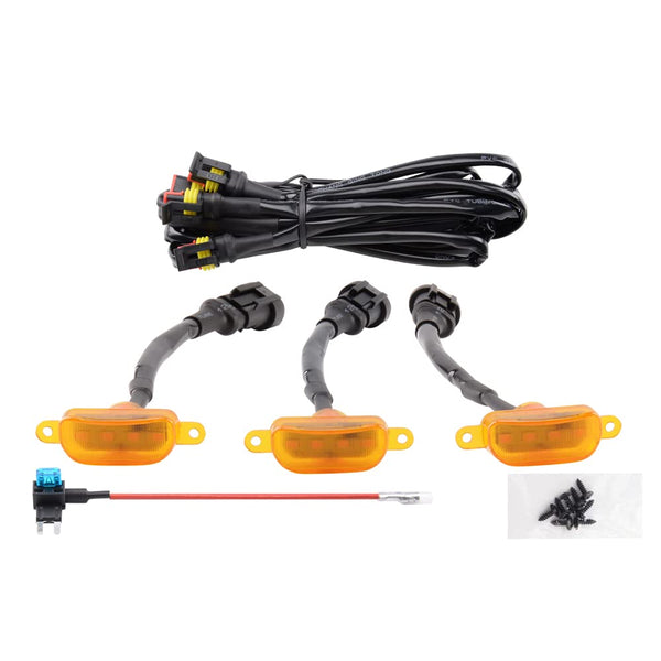 Amber LED Lights 3PCS Front Grille Raptor Lamps Car Accessories with Harness and Fuse, Compatible with 2004-2019 For-d F150 & 2013-2018 Ram 1500
