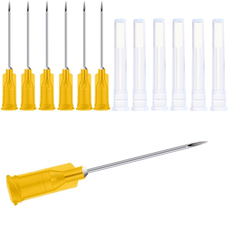 100Pack 25Ga 1Inch/25mm with Cap Dispensing Needla Accessories Disposable Lab Supplies, Individually Sealed Wrapped 25Ga-1inch