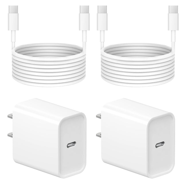 Iphone 16 15 Charger Fast Charging - 2 Pack 20W USB C Wall Charger Block with 6Ft Type C Cable Compatible with Iphone 16