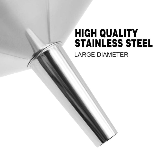 Super Large Stainless Steel Large Funnel with Detachable Strainer/Filter for Cooking Oil and Transmission Liquid and Powder, Food Grade Metal