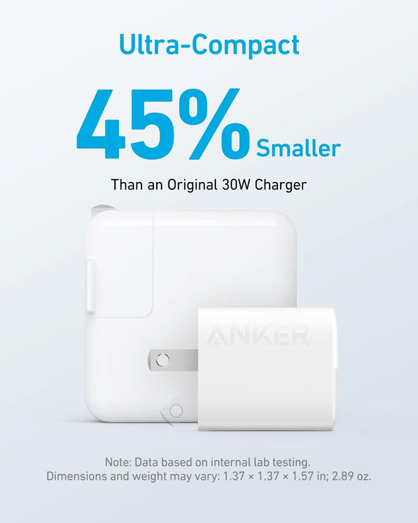 Anker 33W 2-Port Compact USB Charger Block, Foldable Type C Charger | Dual-Port for iPhone 17/16 Series, Galaxy, and More, Travel-Friendly