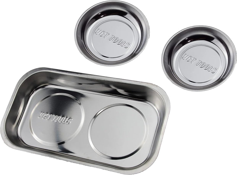 VCT 3Pc Magnetic Tray Holder Stainless Steel for Socket Screw Nuts Bolts Metal Parts