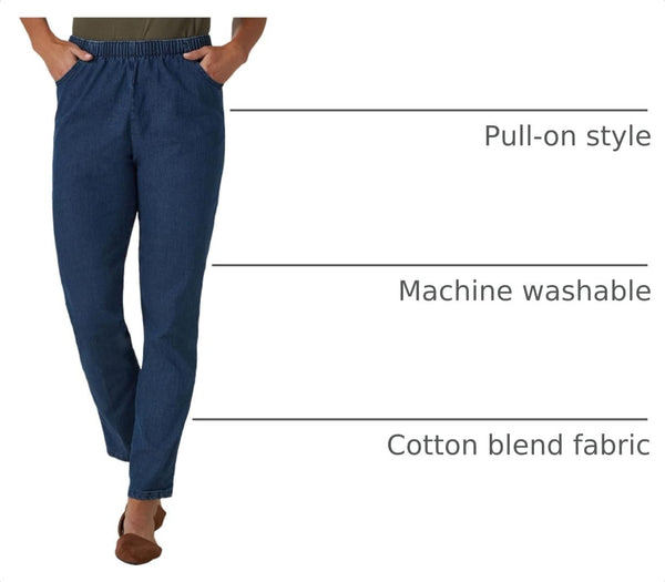 Chic Classic Collection Women's Stretch Elastic Waist Pull-On Legging Pant 16 Petite Mid Shade Denim