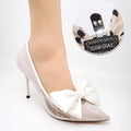 2 Pcs Satin Bow Shoe Clips Removable Solid Color Shoe Clips Elegant Wedding Party Shoe Buckles Bags Clothing Hair Accessories Dark Green