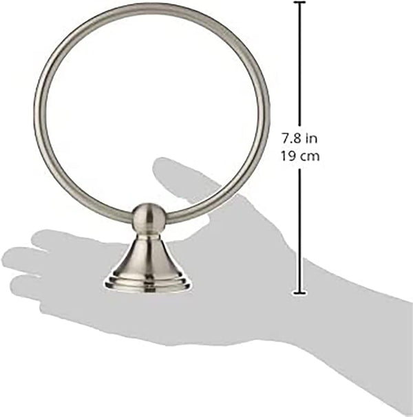 Amazon Basics Round Modern Towel Ring, 6.3-inch Diameter, Satin Nickel Satin Nickel Modern
