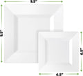 SETUP 60-Piece White Square Plastic Dinnerware Set – 30 9.5" Dinner & 30 6.5" Salad Plates – Heavy-Duty Disposable for Weddings, Catering, Parties
