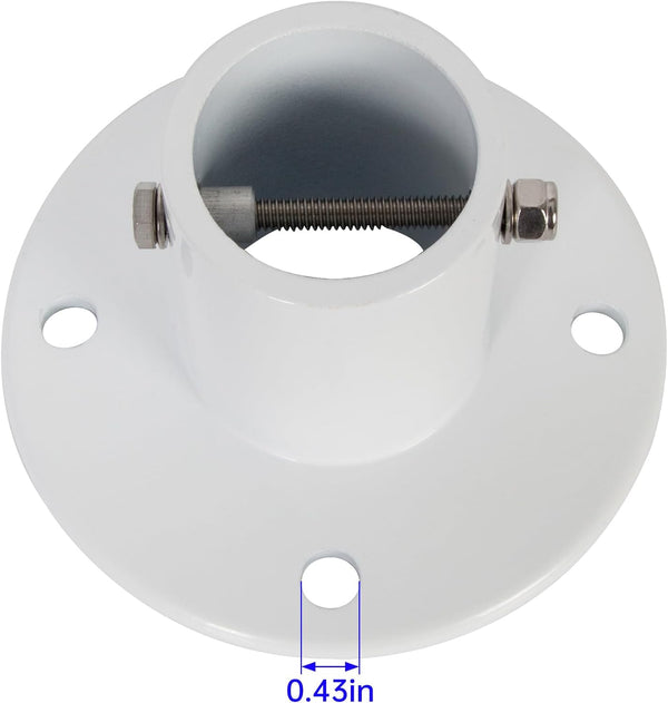 HECASA Deck Anchor Flange Cast Above Ground Pool Ladders Handrails or Slide | 1 7/8" Inch Diameter of 1.9" Aluminum White (1Pc)