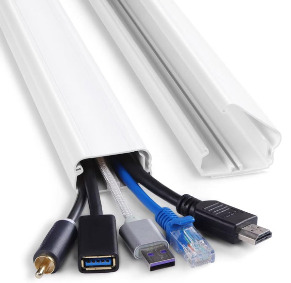 Cord Cover Wall 32in, TV Cord Hider for Wall Mounted TV, Large Cable Hider Kit for 3-6 Cords, Wire Management Raceway, White Wire Hider Concealer,
