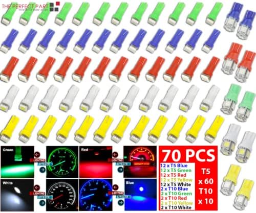 70PCS T5 T10 5050-SMD LED Speedometer Instrument Gauge Cluster Dash Light Bulbs