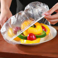 Plastic Wrap Storage Box with 200Pcs Disposable Cling Film Food Cover, Reusable Wall-Mounted Punch-Free Dispenser for Elastic Sleeve Bag,