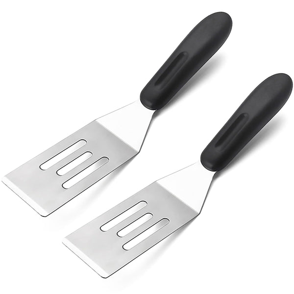 【2 Pack】 Small Metal Spatula Set, Mini Stainless Steel Serving Spatulas for Kitchen Use, Ideal for Flipping Pancake, Brownie, Cookie, Cake, Egg –