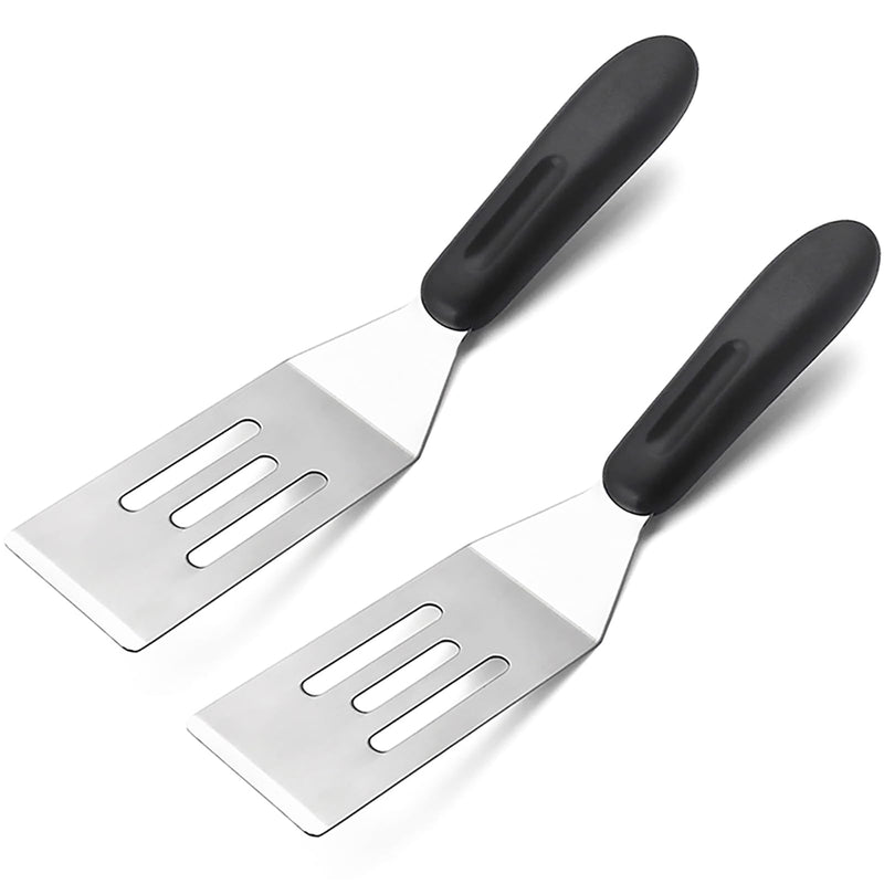 【2 Pack】 Small Metal Spatula Set, Mini Stainless Steel Serving Spatulas for Kitchen Use, Ideal for Flipping Pancake, Brownie, Cookie, Cake, Egg –
