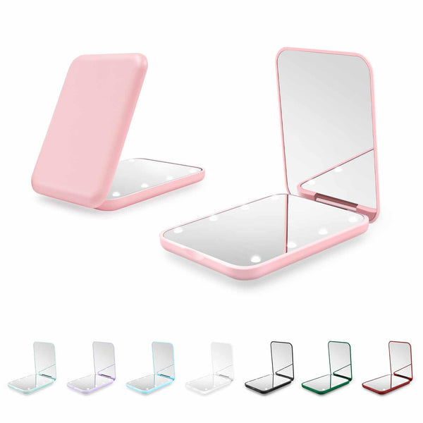 Kakuje Compact Mirror, 1X/3X Magnification LED Pocket Mirror with Nternal BIattery, Mini Mirror for Purse, Pocket,Travel and Present (Pink)