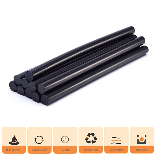 Black Hot Glue Sticks: 12 Pack Full Size Glue Sticks Bulk for Hot Glue Gun 8 Inch Long X .43 Inch Diameter (12PCS Black)
