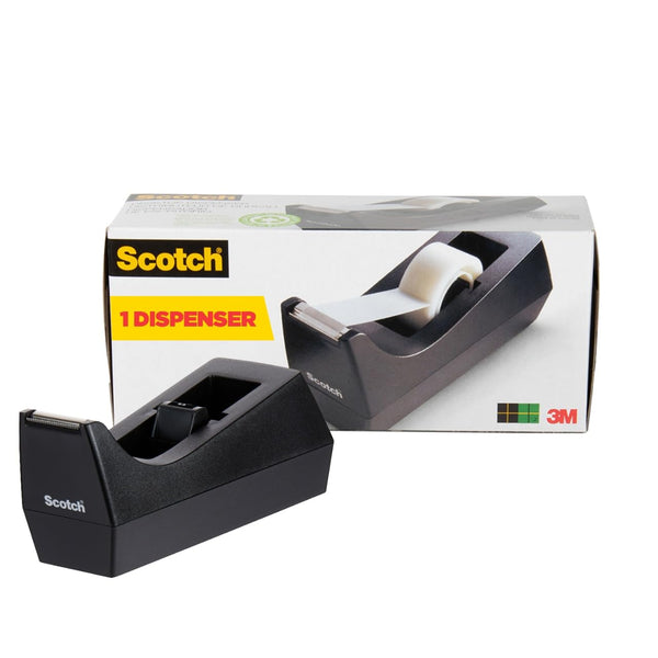 Scotch Desktop Tape Dispenser, Black, 2.7 in. x 2.7 in. x 6.4 in., 1 Tape Dispenser, Polystyrene (PS) 1-Pack