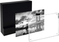 Isaac Jacobs Wood Block Acrylic Picture and Magnetic Photo Frame, Made for Tabletop Display - 5” x 7” Black Black 5x7