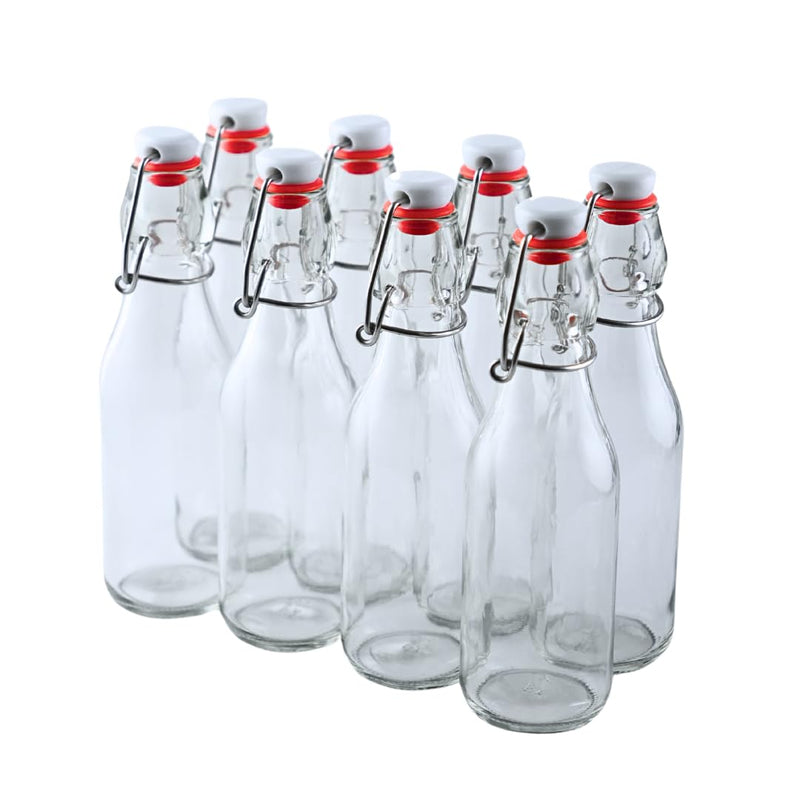 FastRack Swing Top Glass Bottles |8.5 oz – Pack of 8 | Clear, Flip Top Glass Bottles for Home Brewing, Carbonated Drinks, Kombucha, Fermentation,
