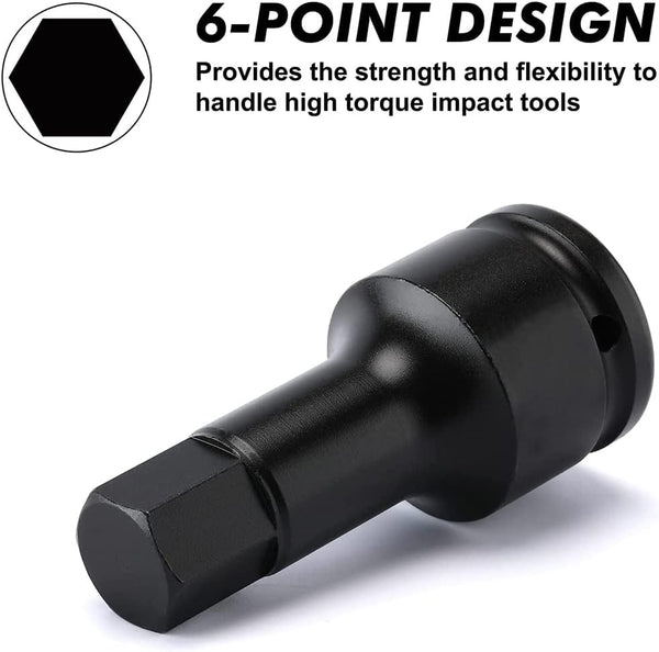 16mm Hex Impact Bit Socket, 1/2" Drive H16 Allen Socket, Cr-Mo Steel | Lengthen Hex Screwdriver Adapter for Electric Ratchet Wrenches Fastening Screws