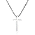 M MOOHAM Cross Necklace for Men Teen Boys 16-30 Inch "Silver: Cross Pendant 1.2"*0.7" Stainless Steel 20.0 Inches