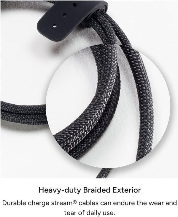 Mophie Charge Stream USB-A to USB-C 1M/3Ft Silicone Cable - Braided Enduraflex Design, 15W Fast Charge Compatible, & Ultra-Durable Build