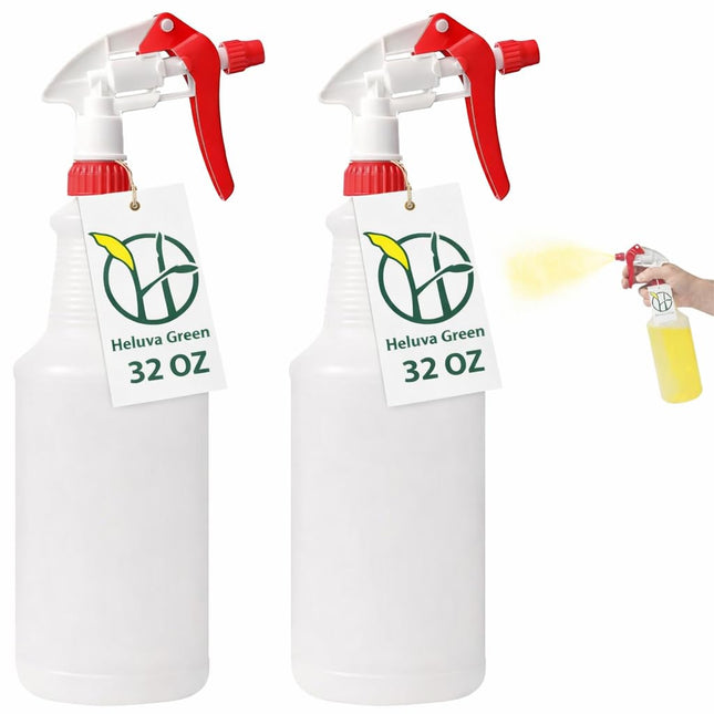 Heavy Duty 32Oz Plastic Spray Bottles for Cleaning - Large Empty Industrial Bottles for Gardening Solutions, Vinegar, Ch