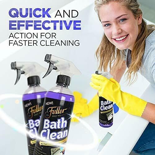 Fuller Brush Bath Clean – 24 oz Bathroom Cleaner Bottle with Spray– Dissolves Soap Scum, Hard Water Stains & Mineral Build-Up – For Sinks, Showers