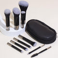 Portable ON THE GO Makeup Brush Set, COSHINE 10pcs Easy-taken Mini Full Complete Function Cosmetic Brushes Kit with Brush Pouch (black)