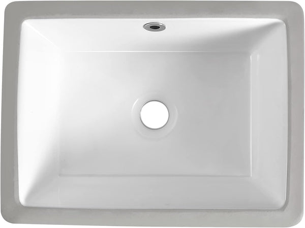 16 Inch Undermount Bathroom Sink Small Rectangle Undermount Sink White Ceramic Under Counter Bathroom Sinks with Overflow (15.70"x11.69")