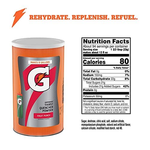 Gatorade Thirst Quencher Powder, Fruit Punch, 76.5 oz Fruit Punch 4.78 Pound (Pack of 1)
